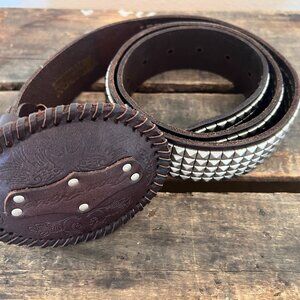 NWT Iron Horse Belt - Leather & Silver Studded - Size L/XL